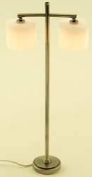 Modern Floor Lamp, 2 Palace shades, Pewter