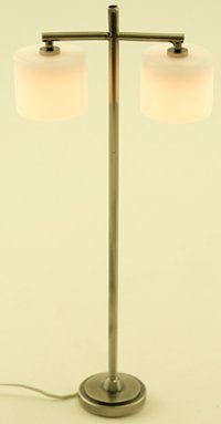 Modern Floor Lamp, 2 Palace shades, Pewter