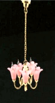 3-volt LED 5-arm pink chandelier
